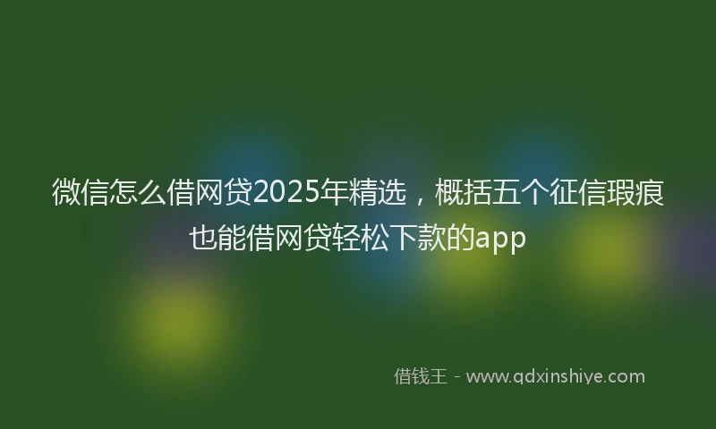 微信怎么借网贷2025年精选，概括五个征信瑕疵也能借网贷轻松下款的app