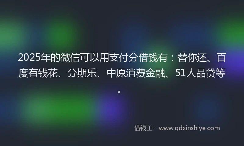 2025年的微信可以用支付分借钱有：替你还、百度有钱花、分期乐、中原消费金融、51人品贷等。