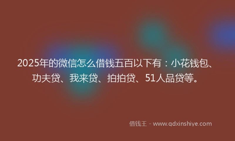 2025年的微信怎么借钱五百以下有：小花钱包、功夫贷、我来贷、拍拍贷、51人品贷等。
