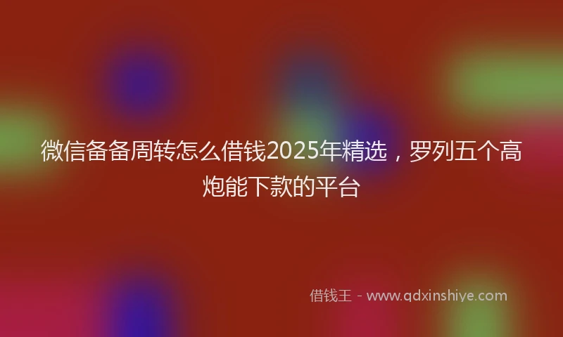 微信备备周转怎么借钱2025年精选，罗列五个高炮能下款的平台