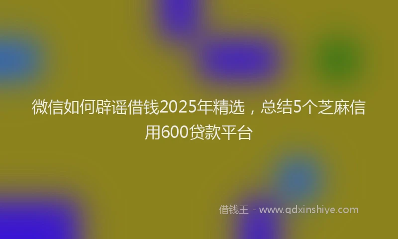 微信如何辟谣借钱2025年精选，总结5个芝麻信用600贷款平台