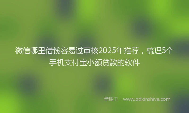 微信哪里借钱容易过审核2025年推荐，梳理5个手机支付宝小额贷款的软件