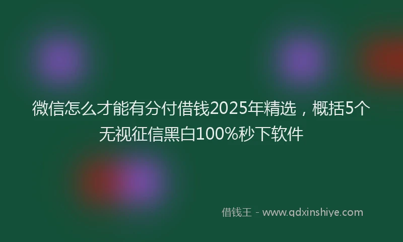 微信怎么才能有分付借钱2025年精选，概括5个无视征信黑白100%秒下软件