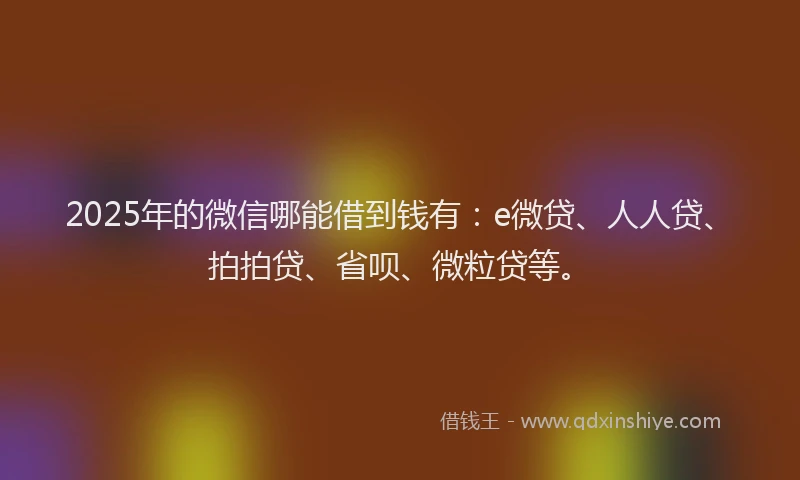 2025年的微信哪能借到钱有：e微贷、人人贷、拍拍贷、省呗、微粒贷等。