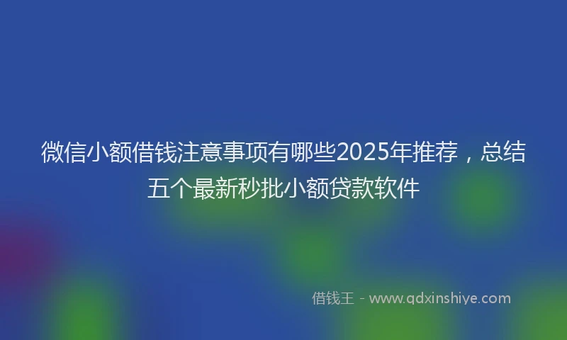 微信小额借钱注意事项有哪些2025年推荐，总结五个最新秒批小额贷款软件