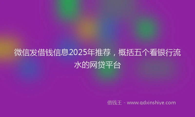 微信发借钱信息2025年推荐，概括五个看银行流水的网贷平台