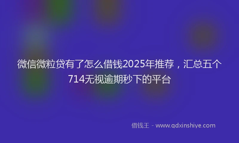 微信微粒贷有了怎么借钱2025年推荐，汇总五个714无视逾期秒下的平台