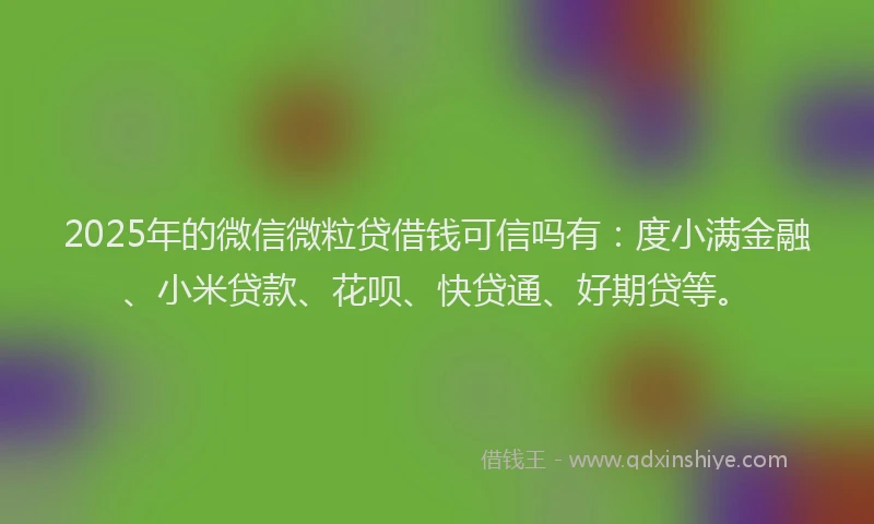 2025年的微信微粒贷借钱可信吗有：度小满金融、小米贷款、花呗、快贷通、好期贷等。