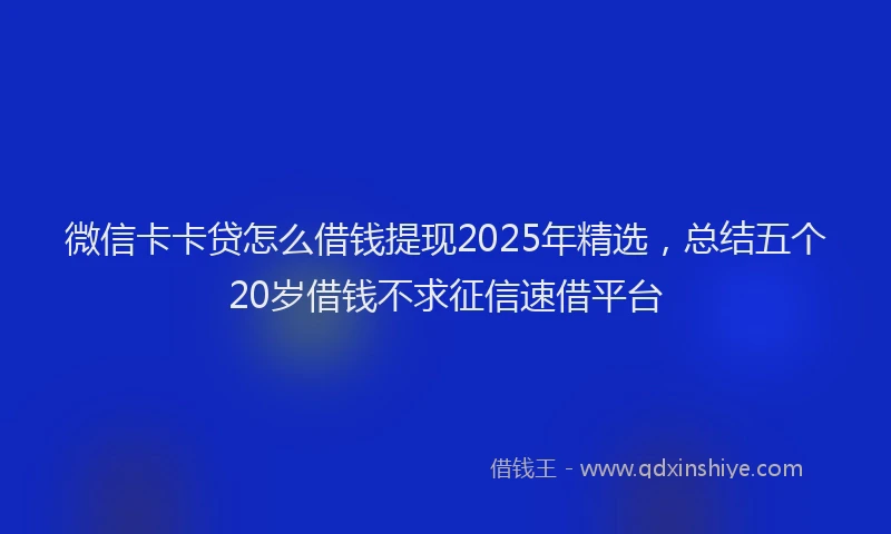 微信卡卡贷怎么借钱提现2025年精选，总结五个20岁借钱不求征信速借平台