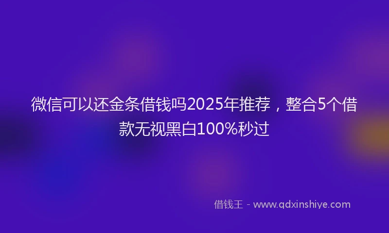 微信可以还金条借钱吗2025年推荐，整合5个借款无视黑白100%秒过