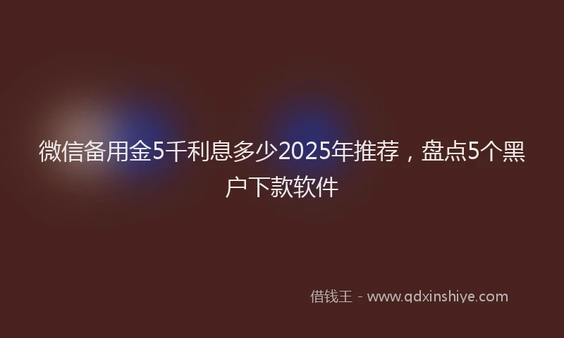 微信备用金5千利息多少2025年推荐，盘点5个黑户下款软件