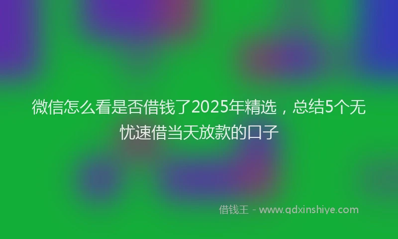 微信怎么看是否借钱了2025年精选，总结5个无忧速借当天放款的口子