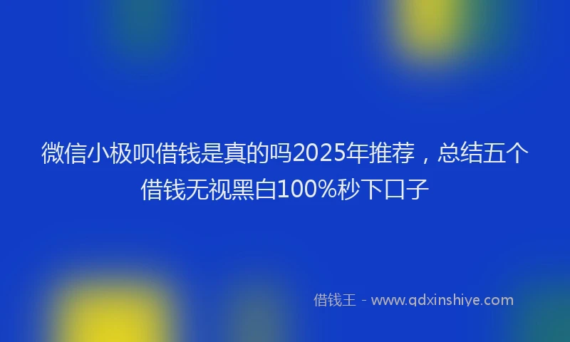 微信小极呗借钱是真的吗2025年推荐，总结五个借钱无视黑白100%秒下口子