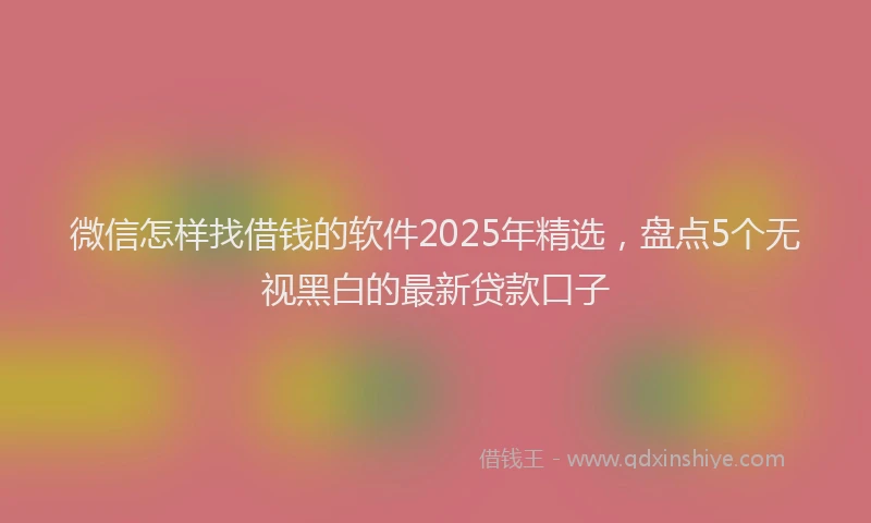 微信怎样找借钱的软件2025年精选，盘点5个无视黑白的最新贷款口子