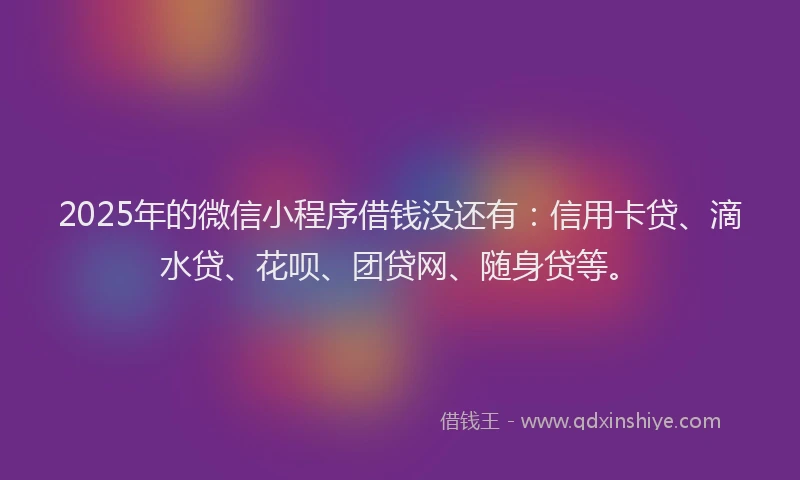 2025年的微信小程序借钱没还有：信用卡贷、滴水贷、花呗、团贷网、随身贷等。