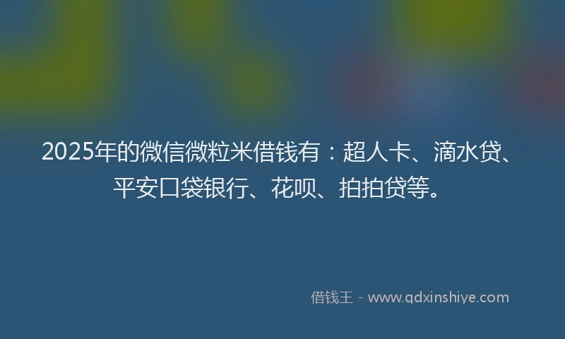 2025年的微信微粒米借钱有：超人卡、滴水贷、平安口袋银行、花呗、拍拍贷等。