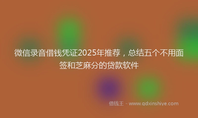 微信录音借钱凭证2025年推荐，总结五个不用面签和芝麻分的贷款软件