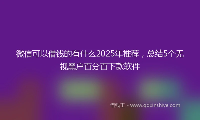 微信可以借钱的有什么2025年推荐，总结5个无视黑户百分百下款软件