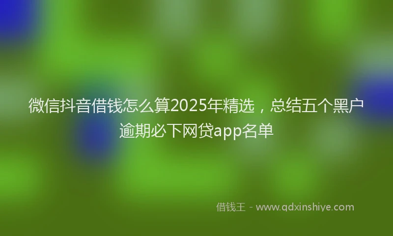 微信抖音借钱怎么算2025年精选，总结五个黑户逾期必下网贷app名单