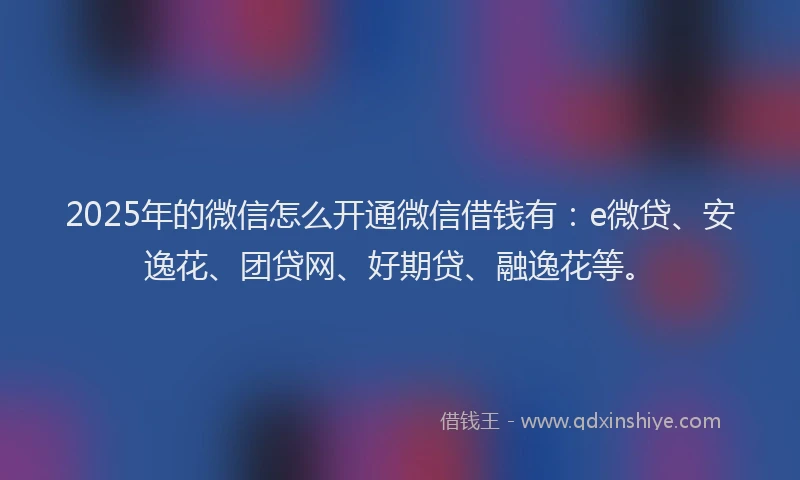 2025年的微信怎么开通微信借钱有：e微贷、安逸花、团贷网、好期贷、融逸花等。
