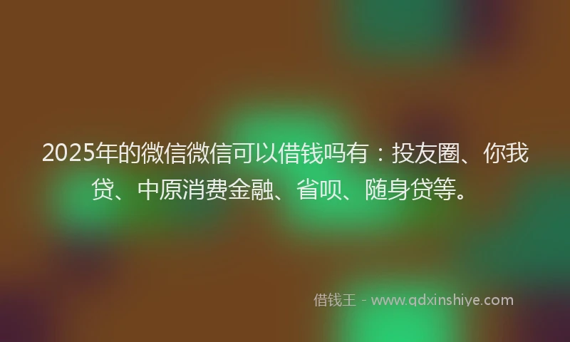 2025年的微信微信可以借钱吗有：投友圈、你我贷、中原消费金融、省呗、随身贷等。