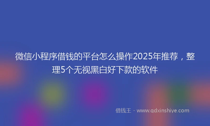 微信小程序借钱的平台怎么操作2025年推荐，整理5个无视黑白好下款的软件