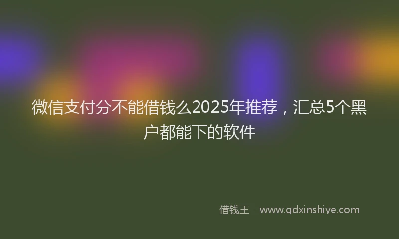 微信支付分不能借钱么2025年推荐，汇总5个黑户都能下的软件
