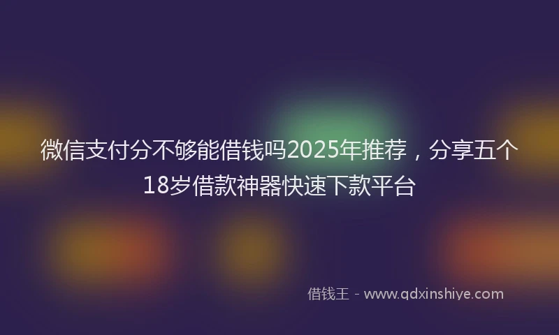微信支付分不够能借钱吗2025年推荐，分享五个18岁借款神器快速下款平台