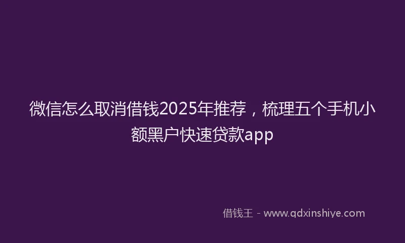 微信怎么取消借钱2025年推荐，梳理五个手机小额黑户快速贷款app