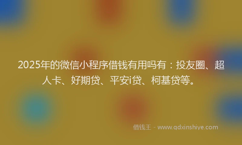 2025年的微信小程序借钱有用吗有：投友圈、超人卡、好期贷、平安i贷、柯基贷等。