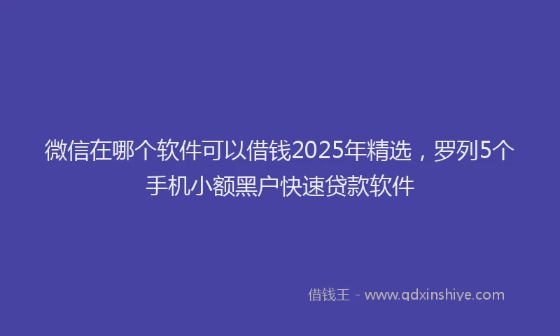 微信在哪个软件可以借钱2025年精选，罗列5个手机小额黑户快速贷款软件