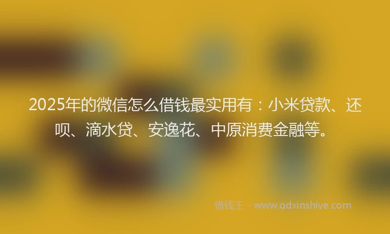 2025年的微信怎么借钱最实用有：小米贷款、还呗、滴水贷、安逸花、中原消费金融等。