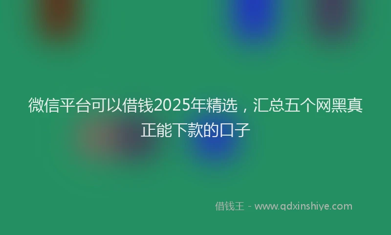 微信平台可以借钱2025年精选，汇总五个网黑真正能下款的口子