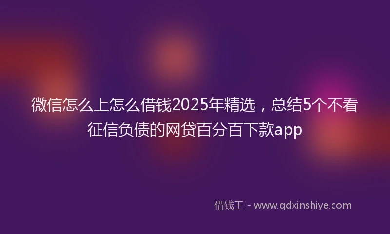 微信怎么上怎么借钱2025年精选，总结5个不看征信负债的网贷百分百下款app