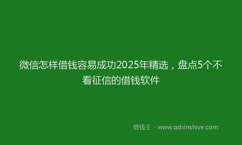 微信怎样借钱容易成功2025年精选，盘点5个不看征信的借钱软件