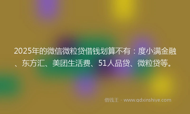 2025年的微信微粒贷借钱划算不有：度小满金融、东方汇、美团生活费、51人品贷、微粒贷等。