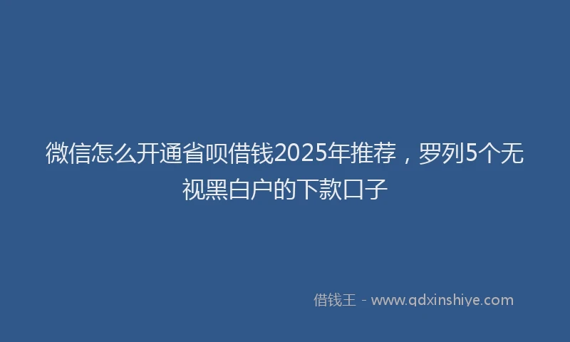 微信怎么开通省呗借钱2025年推荐，罗列5个无视黑白户的下款口子