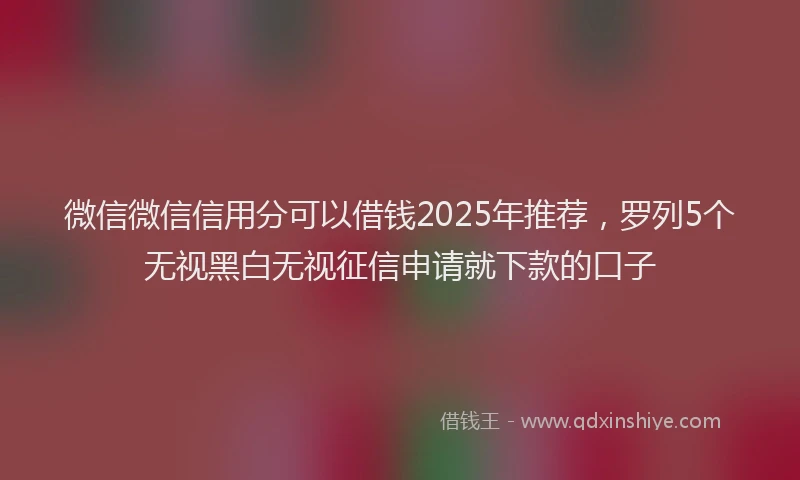 微信微信信用分可以借钱2025年推荐，罗列5个无视黑白无视征信申请就下款的口子