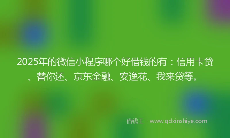 2025年的微信小程序哪个好借钱的有：信用卡贷、替你还、京东金融、安逸花、我来贷等。