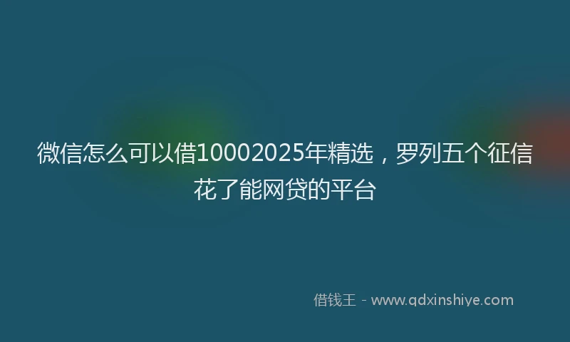 微信怎么可以借10002025年精选，罗列五个征信花了能网贷的平台