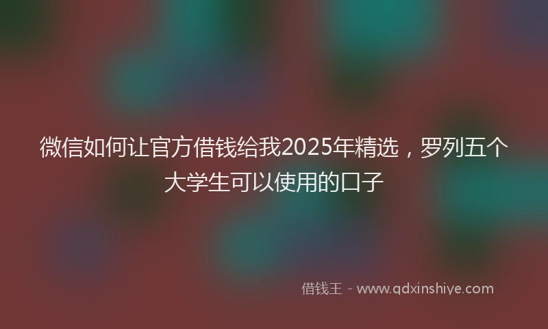 微信如何让官方借钱给我2025年精选，罗列五个大学生可以使用的口子