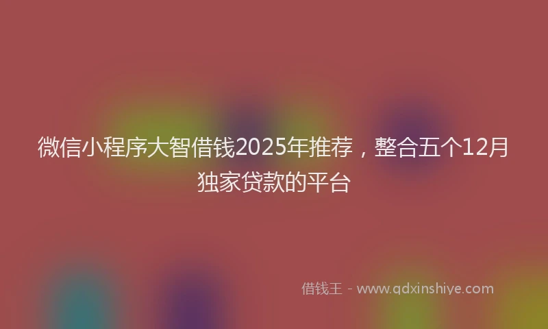 微信小程序大智借钱2025年推荐，整合五个12月独家贷款的平台