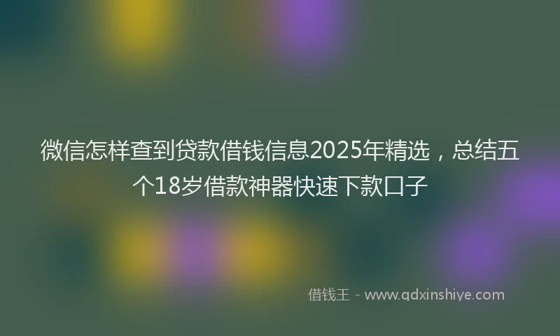 微信怎样查到贷款借钱信息2025年精选，总结五个18岁借款神器快速下款口子