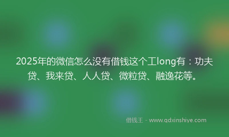 2025年的微信怎么没有借钱这个工long有：功夫贷、我来贷、人人贷、微粒贷、融逸花等。