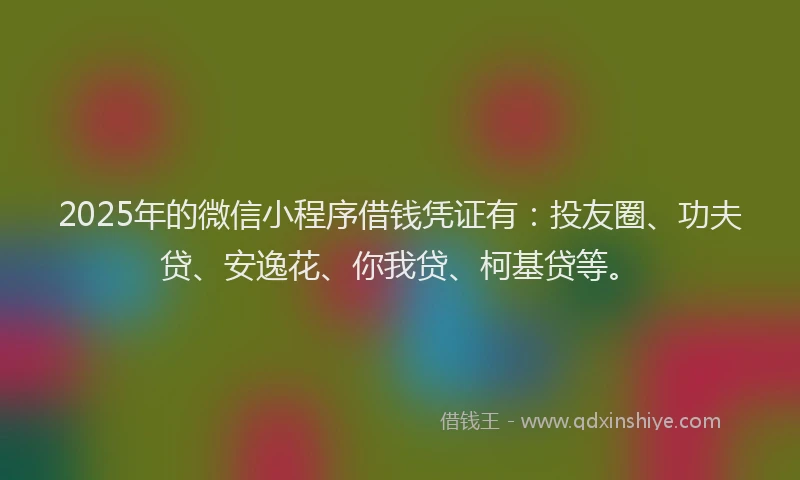 2025年的微信小程序借钱凭证有：投友圈、功夫贷、安逸花、你我贷、柯基贷等。