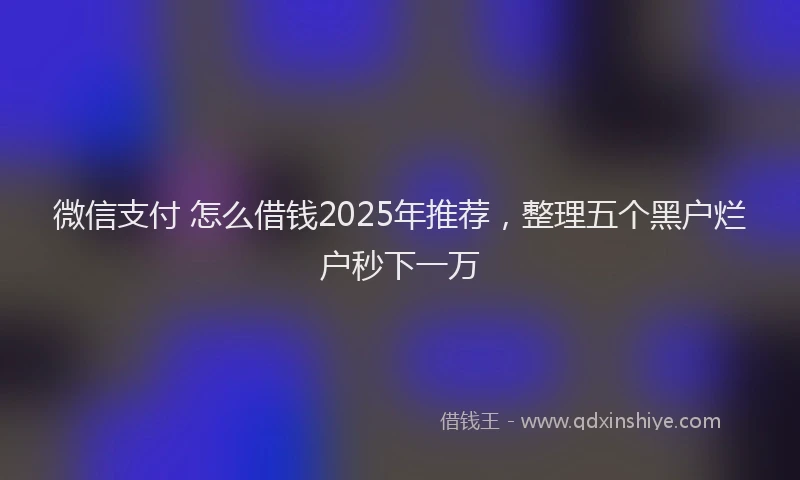 微信支付 怎么借钱2025年推荐，整理五个黑户烂户秒下一万