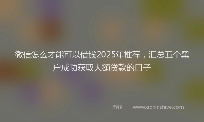 微信怎么才能可以借钱2025年推荐，汇总五个黑户成功获取大额贷款的口子