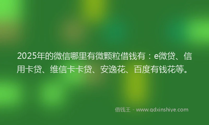 2025年的微信哪里有微颗粒借钱有：e微贷、信用卡贷、维信卡卡贷、安逸花、百度有钱花等。