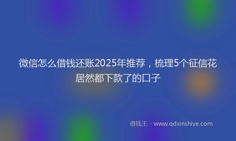 微信怎么借钱还账2025年推荐，梳理5个征信花居然都下款了的口子