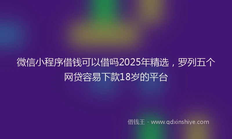 微信小程序借钱可以借吗2025年精选，罗列五个网贷容易下款18岁的平台